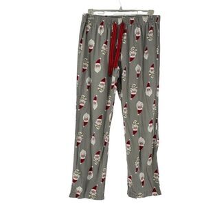 Old Navy Christmas Pajama Pants Gray Santa Womens Size Large Flannel Lounge PJs